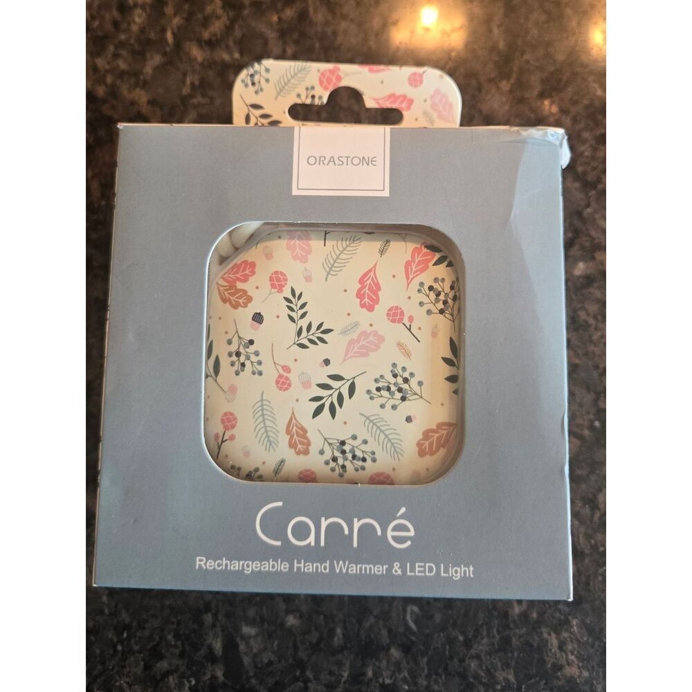 Hand Warmer Orastone Carré Rechargeable & LED Light - Floral Cream/Pink